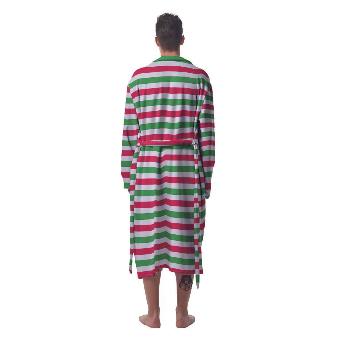 Striped Merry Christmas Print Pattern Men's Robe-grizzshop