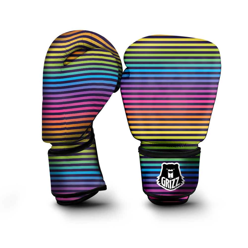 Striped Neon Rainbow Print Boxing Gloves-grizzshop