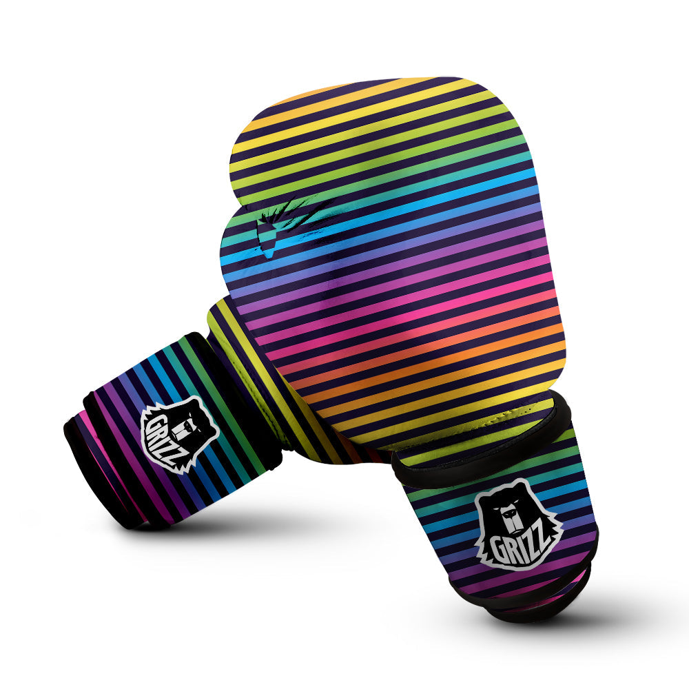 Striped Neon Rainbow Print Boxing Gloves-grizzshop