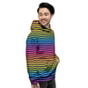 Striped Neon Rainbow Print Men's Hoodie-grizzshop