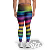 Striped Neon Rainbow Print Men's Leggings-grizzshop