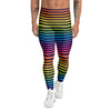 Striped Neon Rainbow Print Men's Leggings-grizzshop