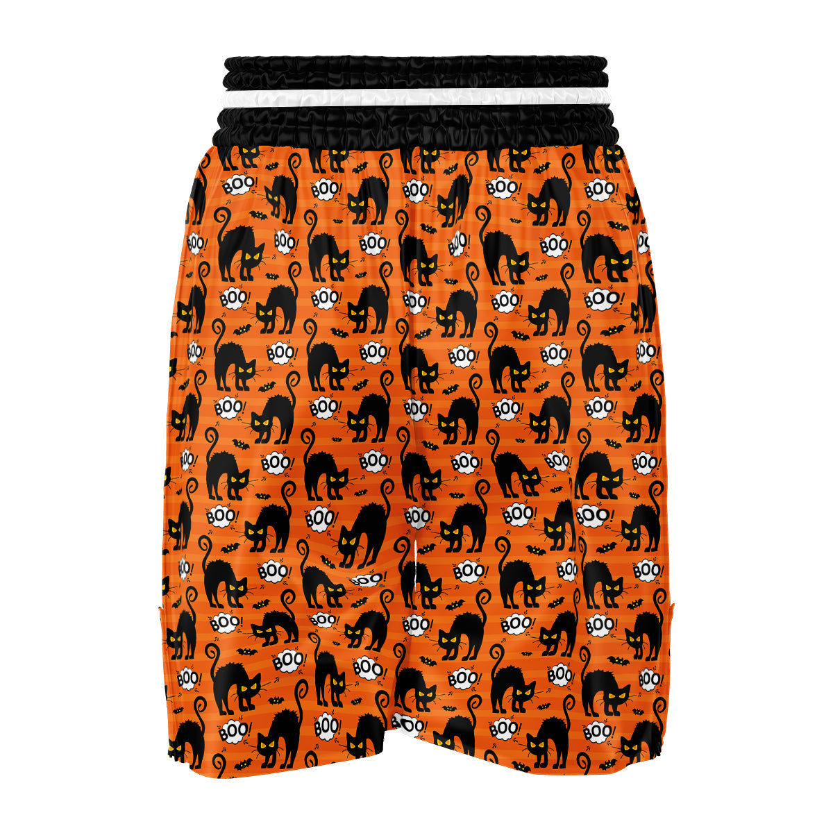 Striped Orange Black Cat Angry Print Pattern Boxing Shorts-grizzshop