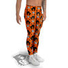 Striped Orange Black Cat Angry Print Pattern Men's Leggings-grizzshop