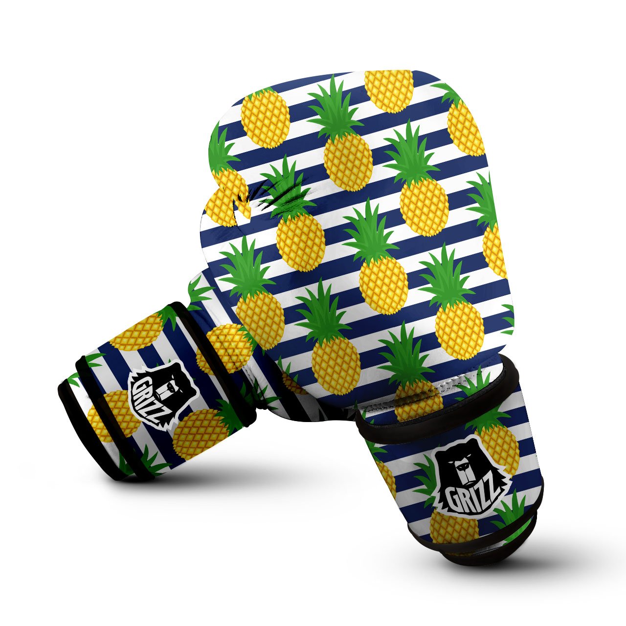 Striped Pineapple Print Pattern Boxing Gloves-grizzshop