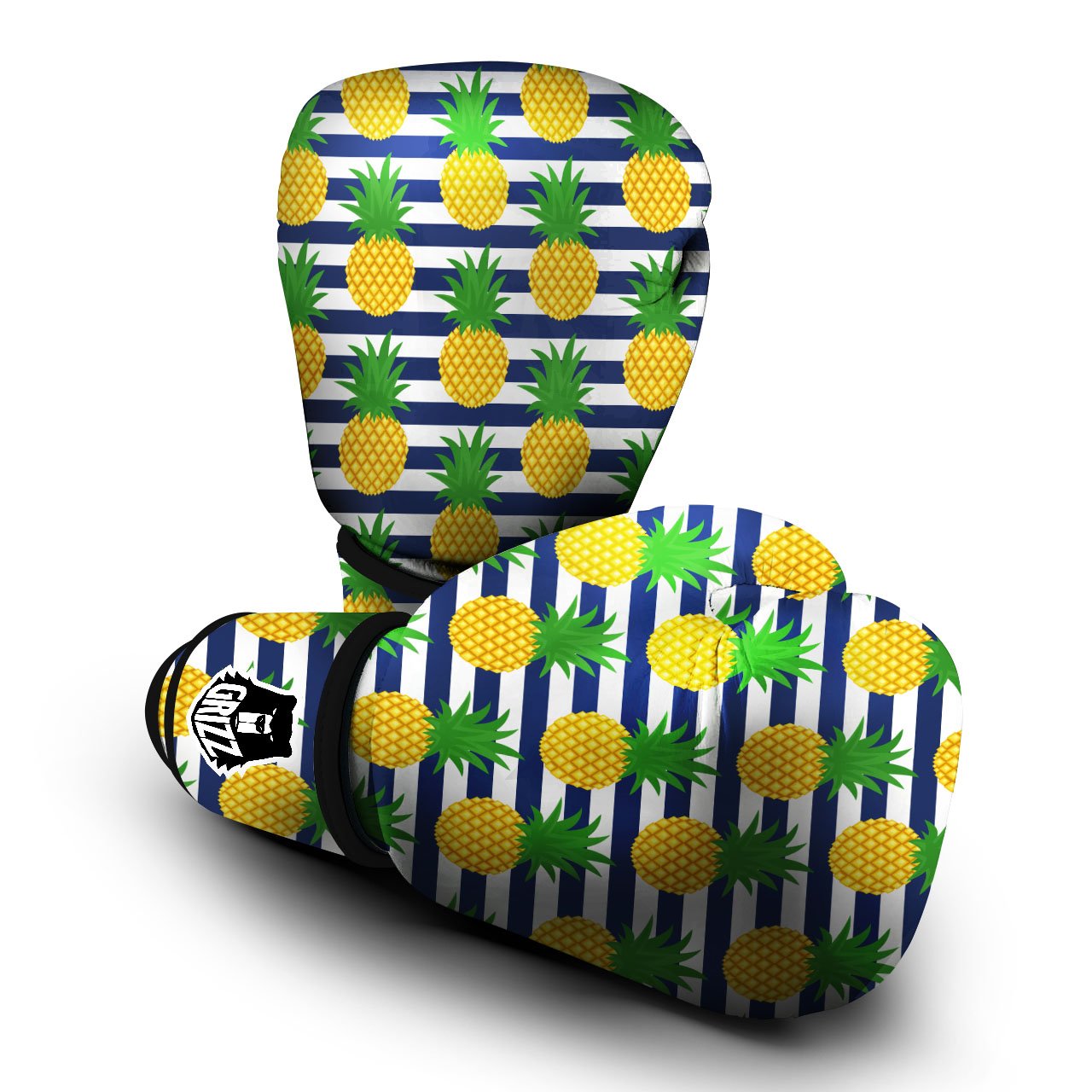Striped Pineapple Print Pattern Boxing Gloves-grizzshop