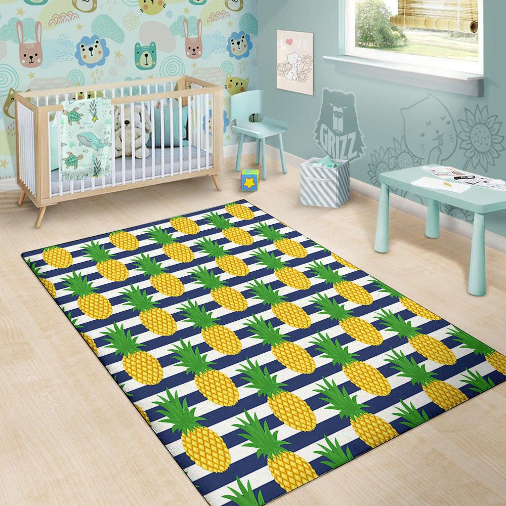 Striped Pineapple Print Pattern Floor Mat-grizzshop