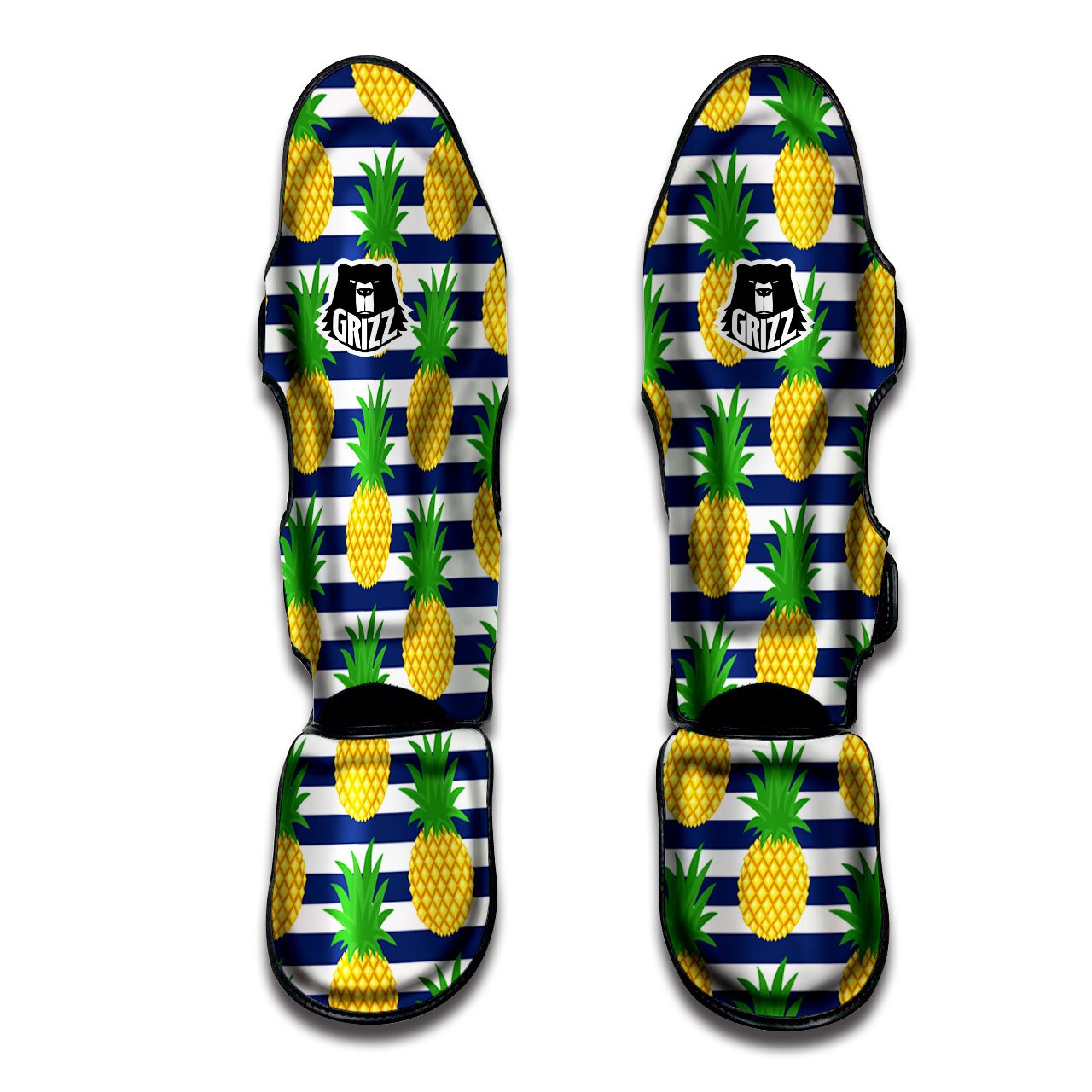 Striped Pineapple Print Pattern Muay Thai Shin Guards-grizzshop