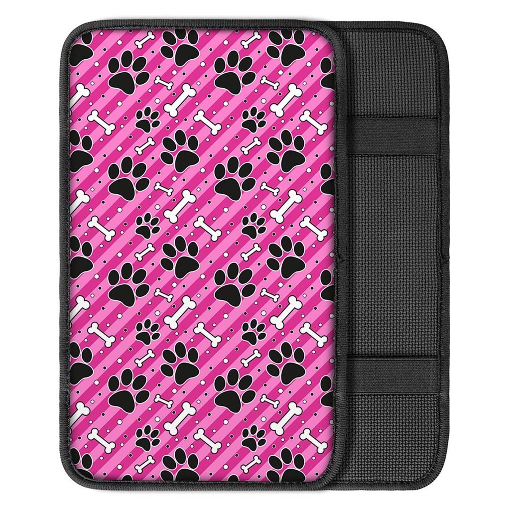 Striped Pink Paw Car Console Cover-grizzshop