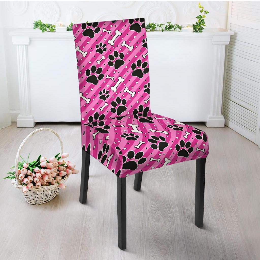 Striped Pink Paw Chair Cover-grizzshop