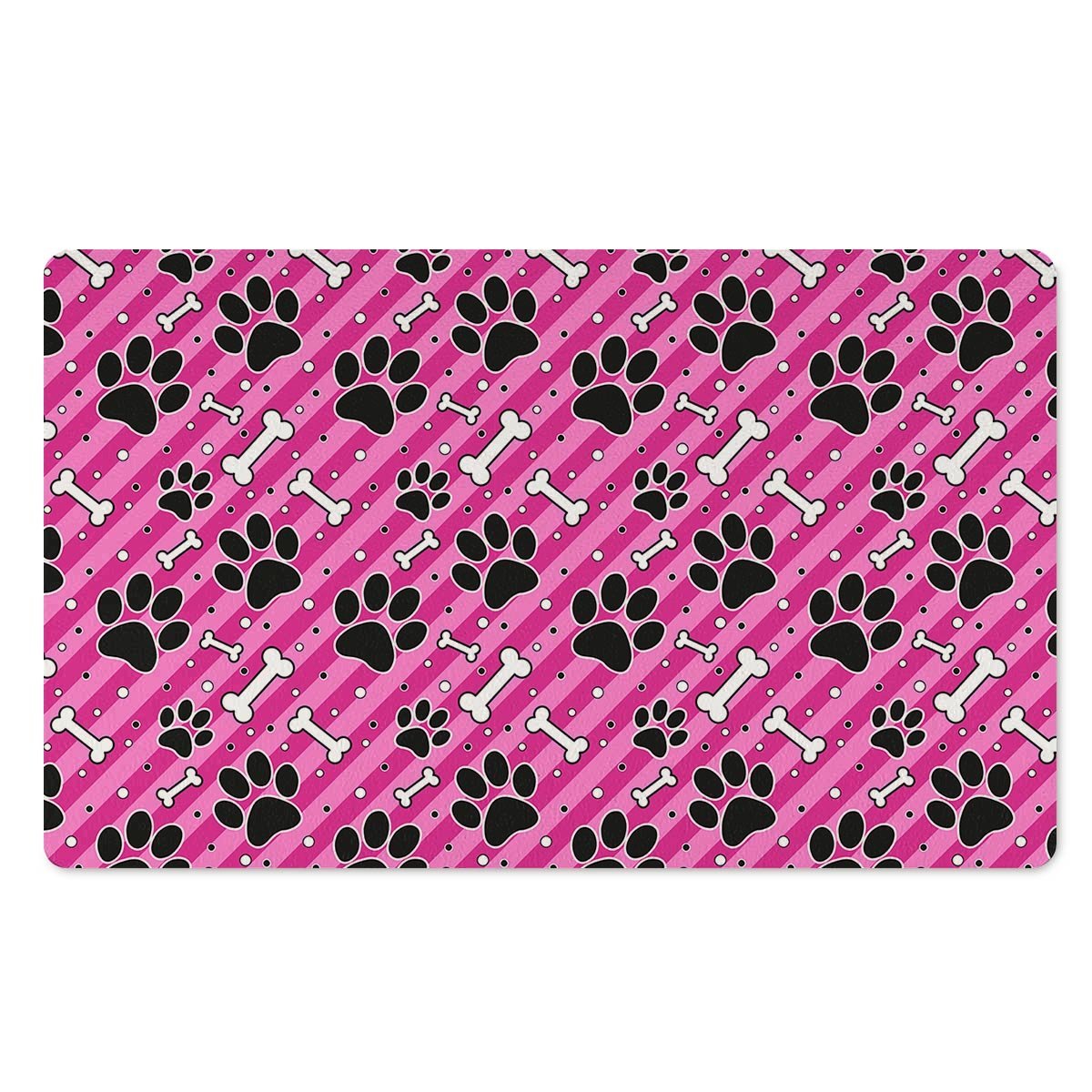 Striped Pink Paw Door Mat-grizzshop