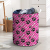 Striped Pink Paw Laundry Basket-grizzshop