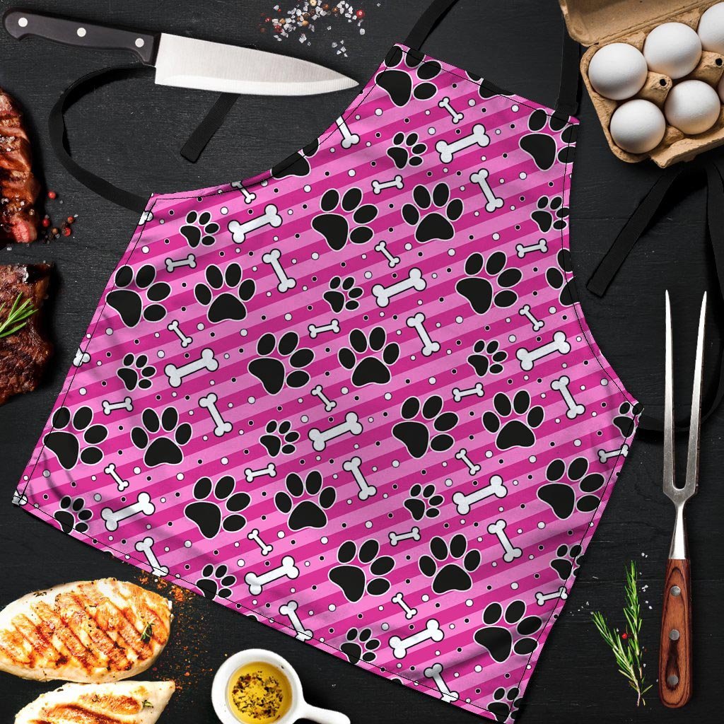 Striped Pink Paw Men's Apron-grizzshop