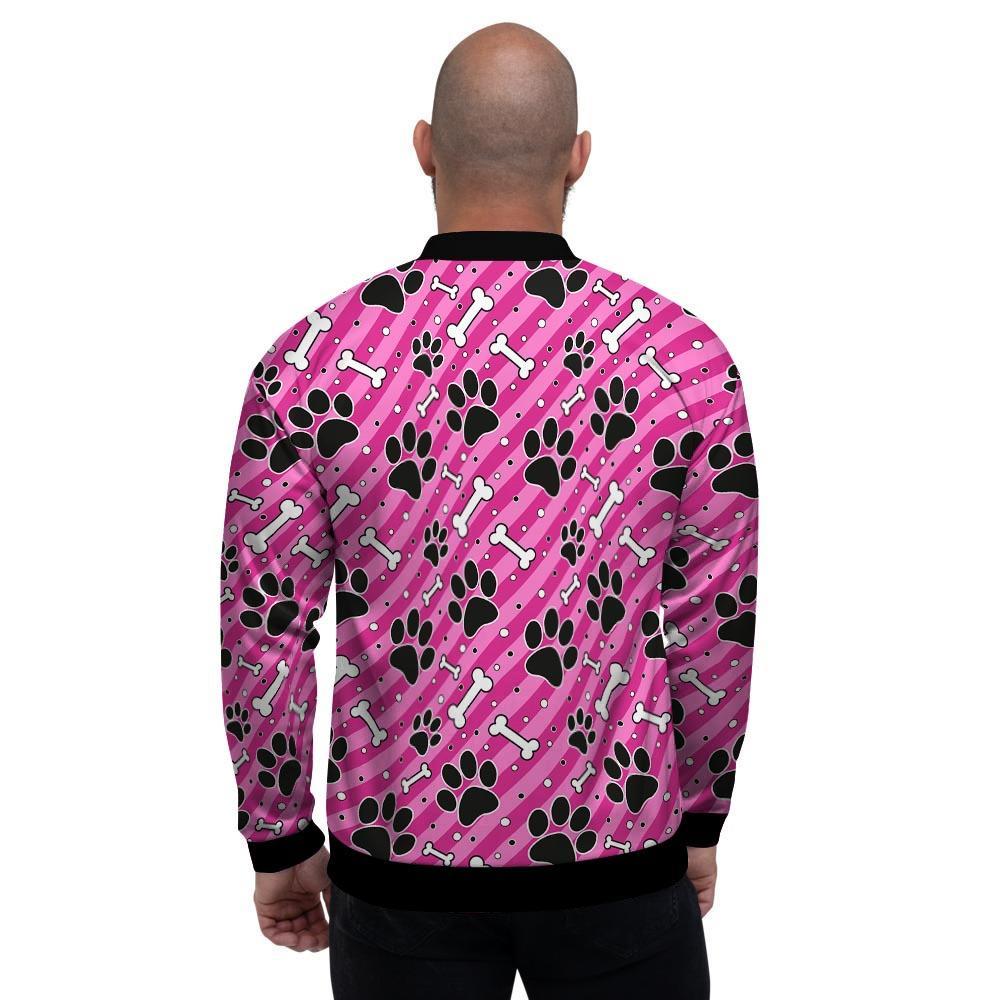 Striped Pink Paw Men's Bomber Jacket-grizzshop