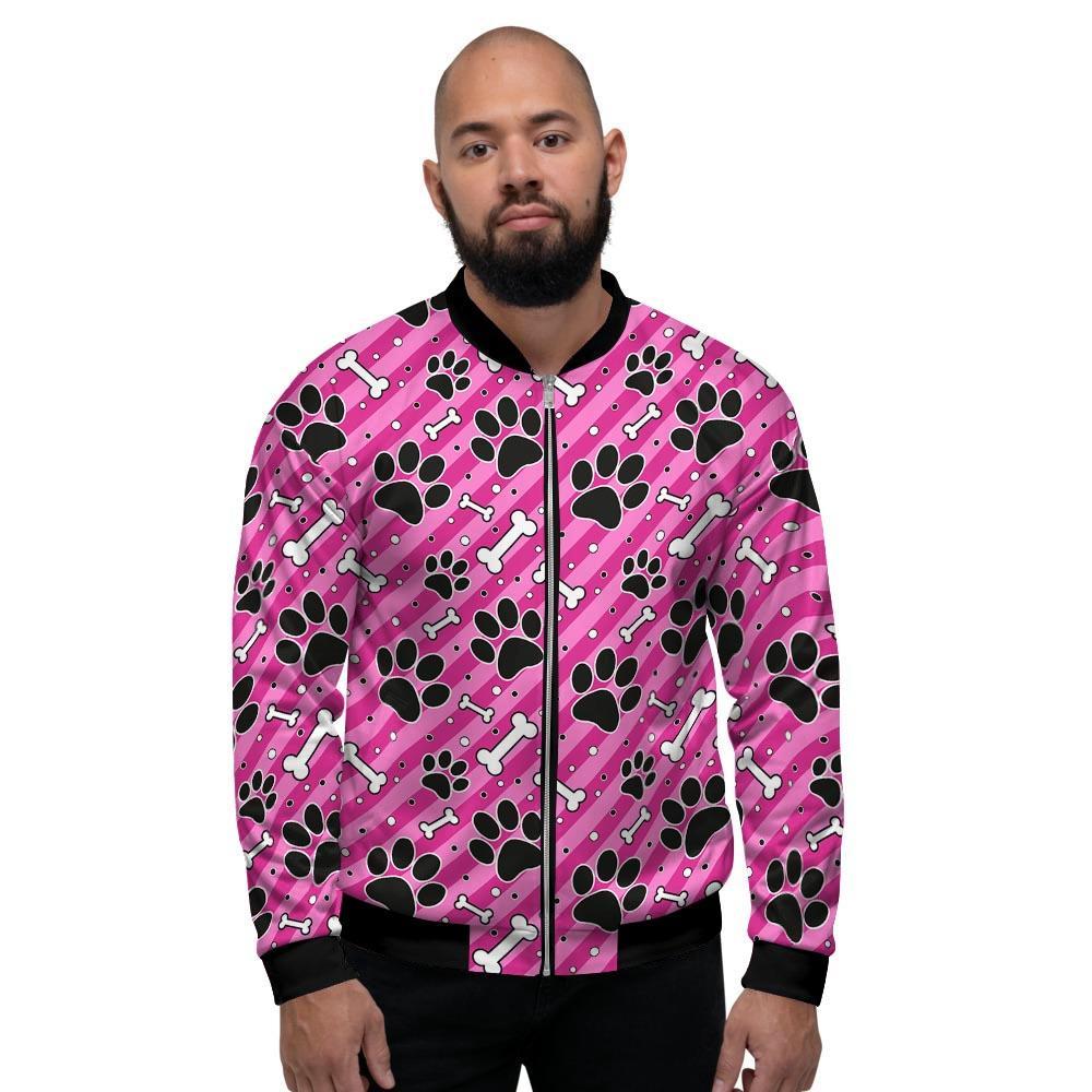 Striped Pink Paw Men's Bomber Jacket-grizzshop