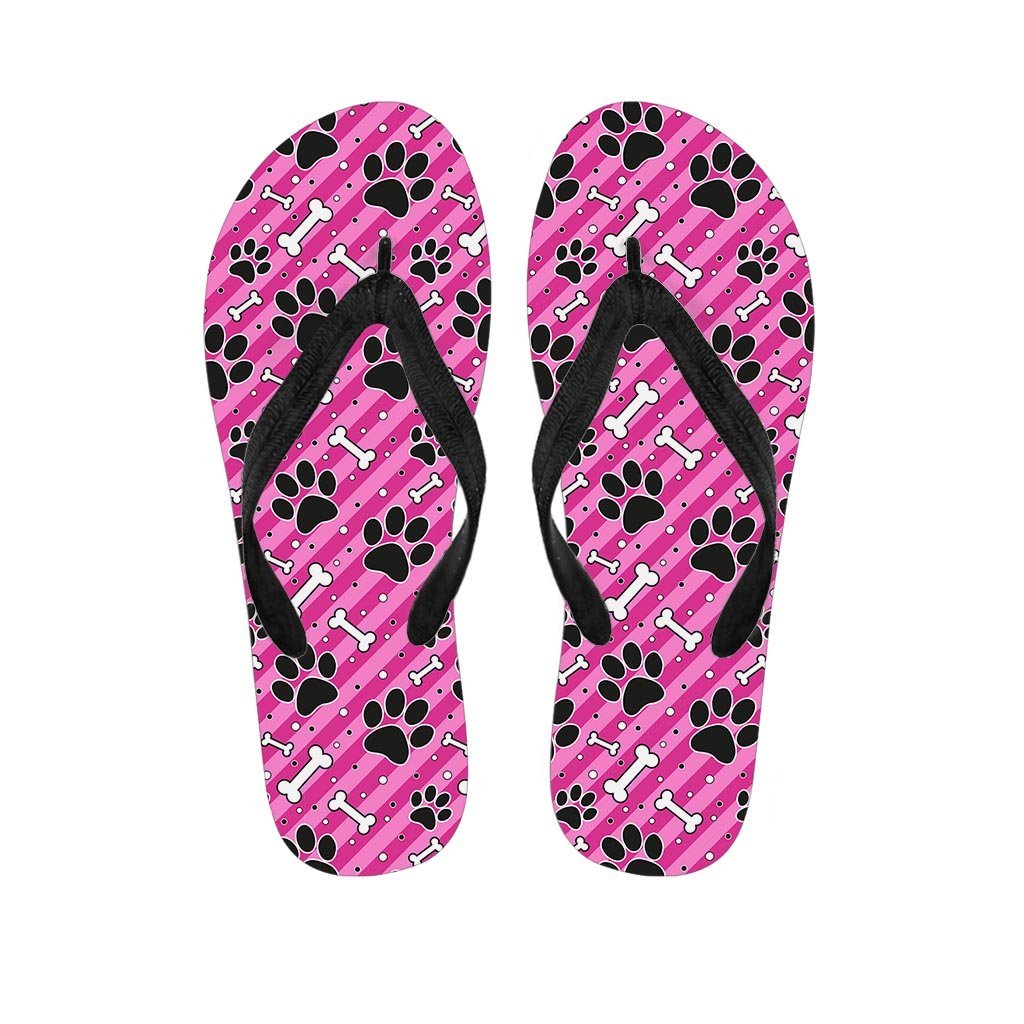 Striped Pink Paw Men's Flip Flops-grizzshop