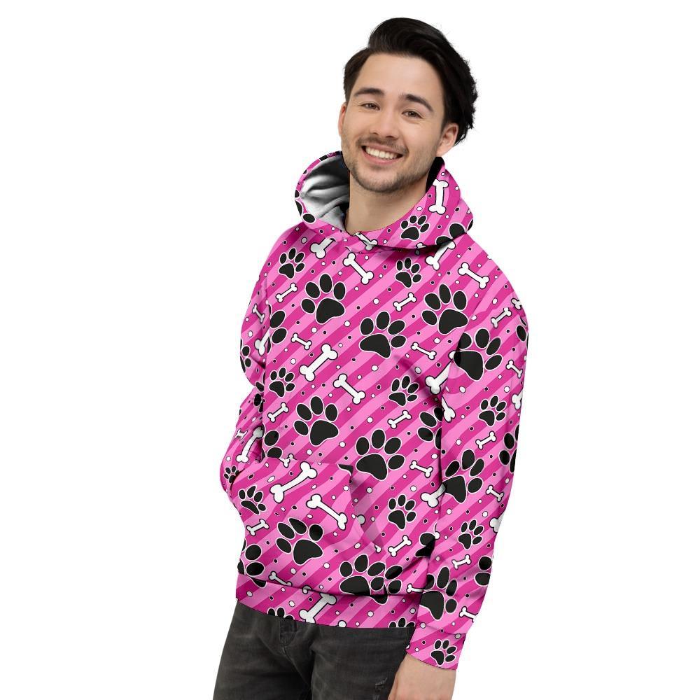 Striped Pink Paw Men's Hoodie-grizzshop