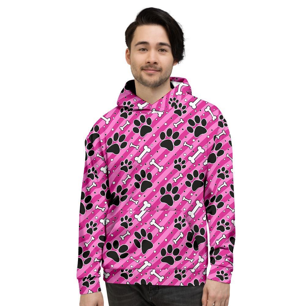 Striped Pink Paw Men's Hoodie-grizzshop