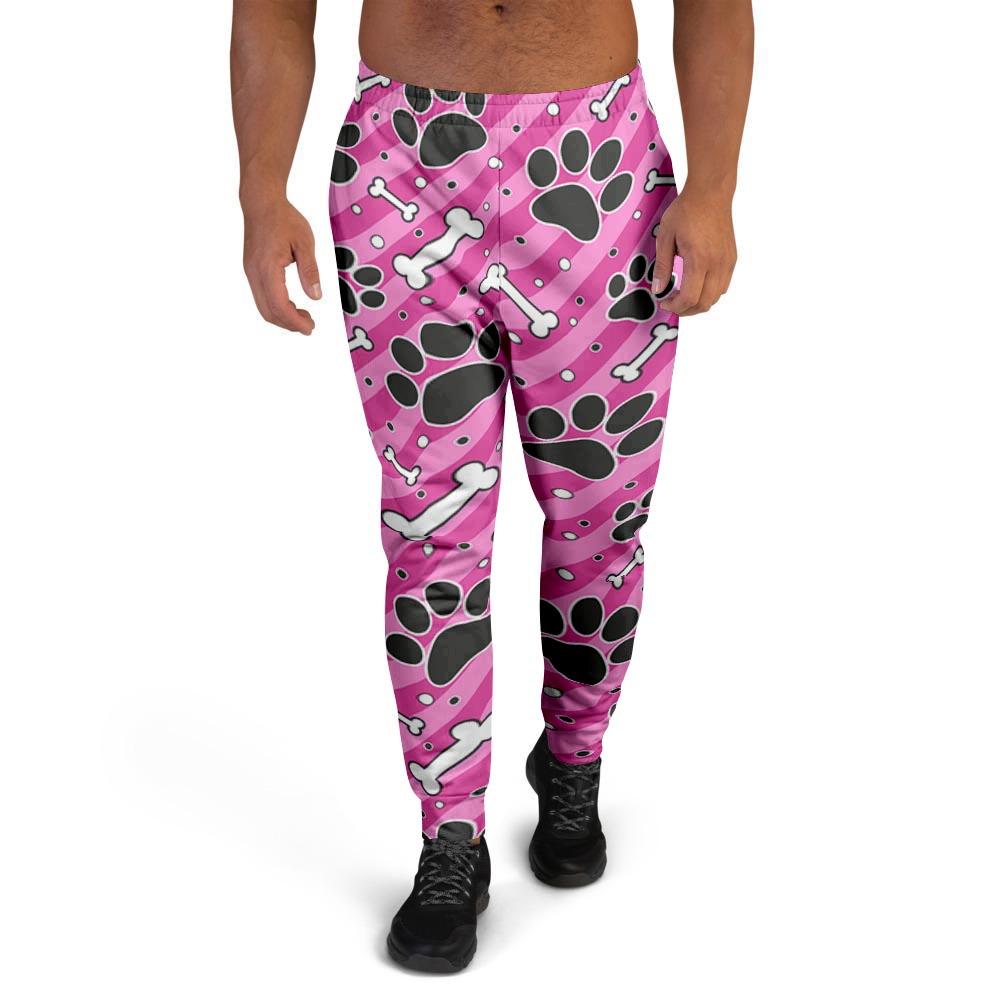 Striped Pink Paw Men's Joggers-grizzshop