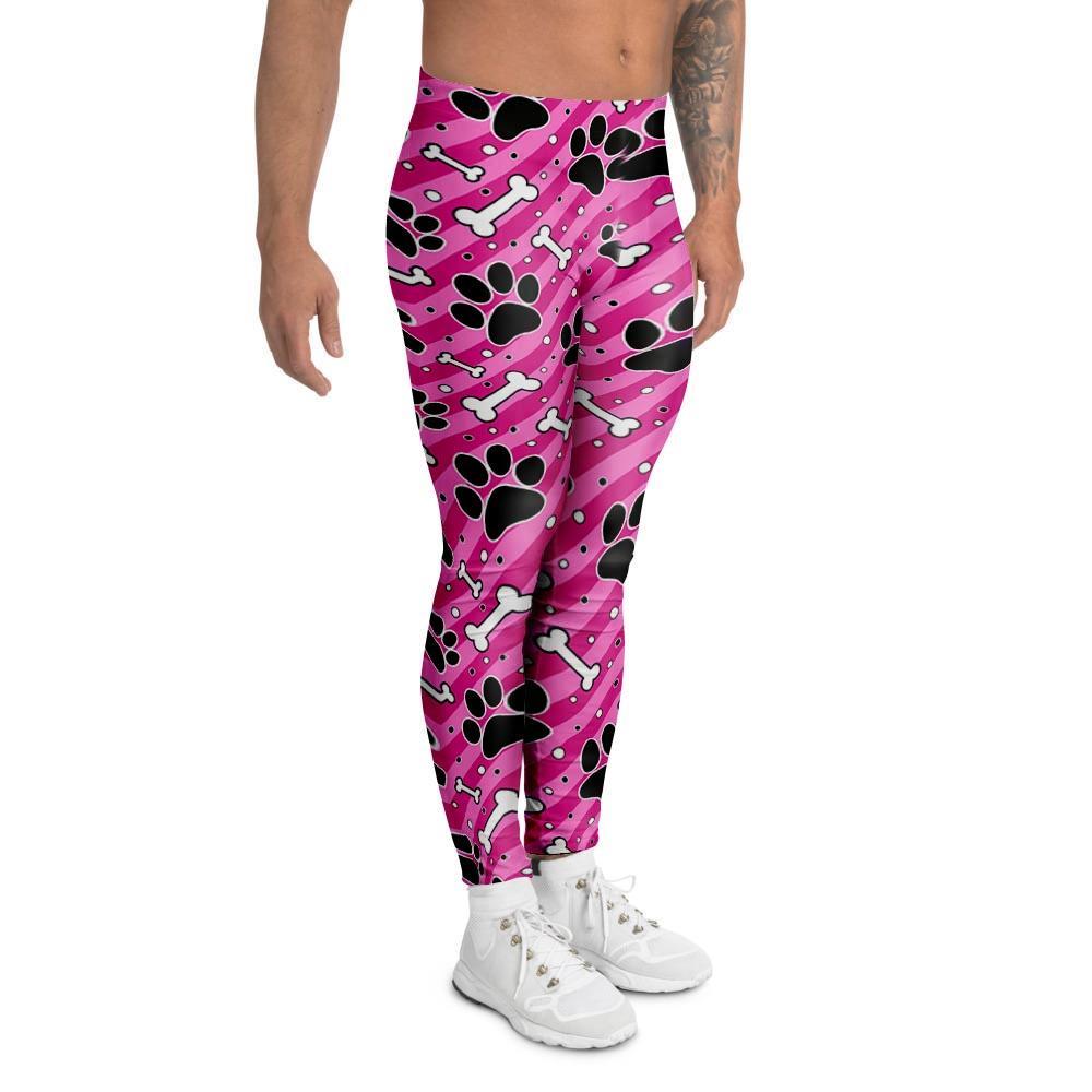 Striped Pink Paw Men's Leggings-grizzshop