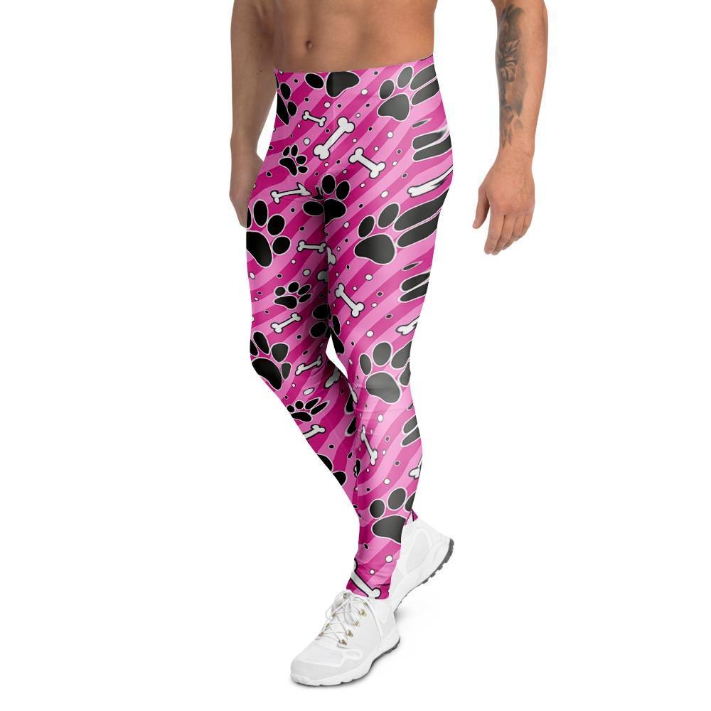 Striped Pink Paw Men's Leggings-grizzshop