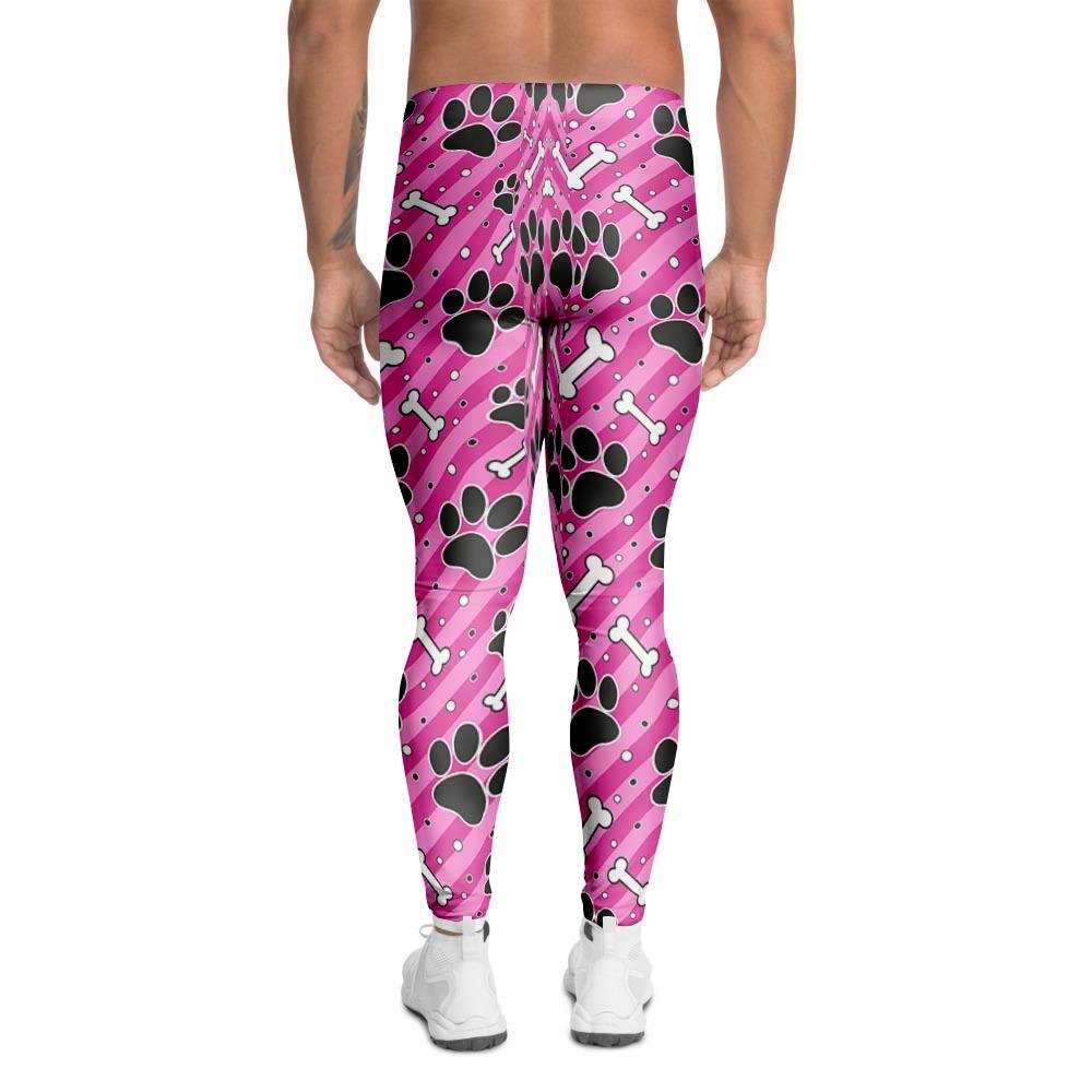 Striped Pink Paw Men's Leggings-grizzshop