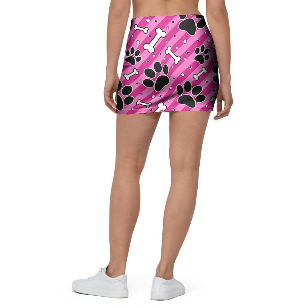 Striped Pink Paw Mini Skirt-grizzshop