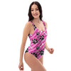 Striped Pink Paw One Piece Swimsuite-grizzshop