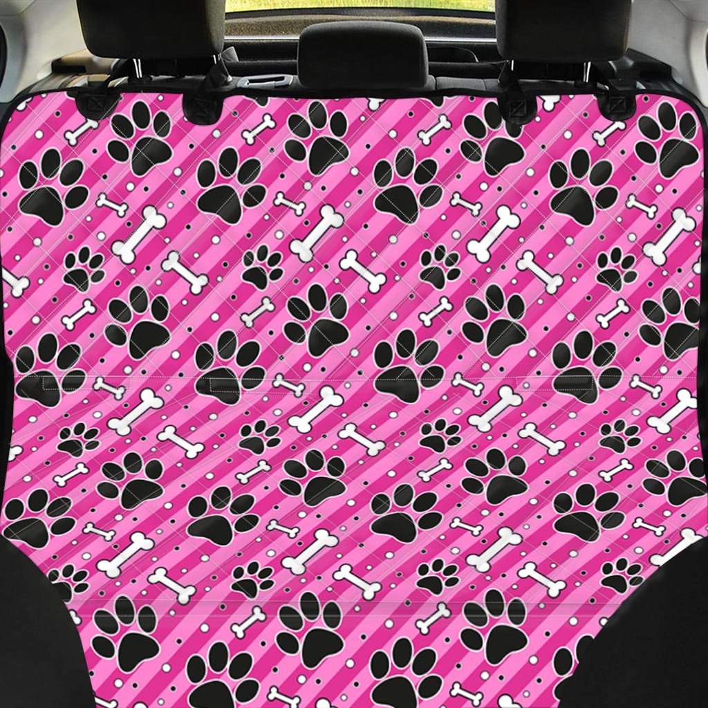 Striped Pink Paw Pet Car Seat Cover-grizzshop