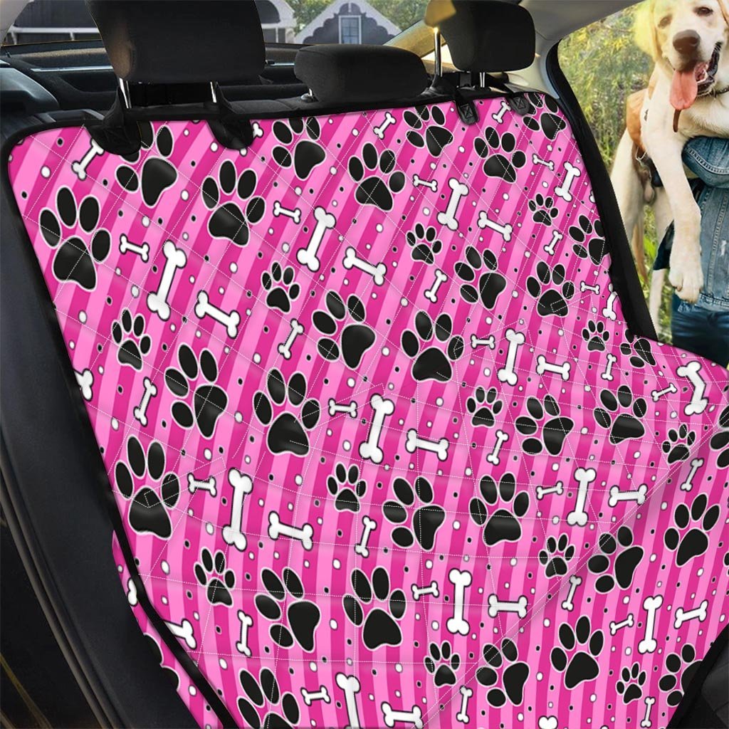 Striped Pink Paw Pet Car Seat Cover-grizzshop