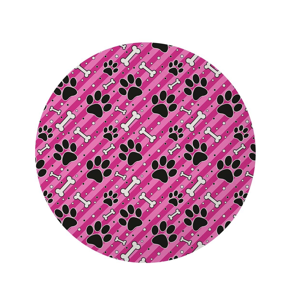 Striped Pink Paw Round Rug-grizzshop