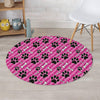 Striped Pink Paw Round Rug-grizzshop