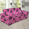 Striped Pink Paw Sofa Cover-grizzshop