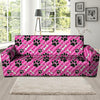 Striped Pink Paw Sofa Cover-grizzshop