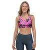 Striped Pink Paw Sports Bra-grizzshop