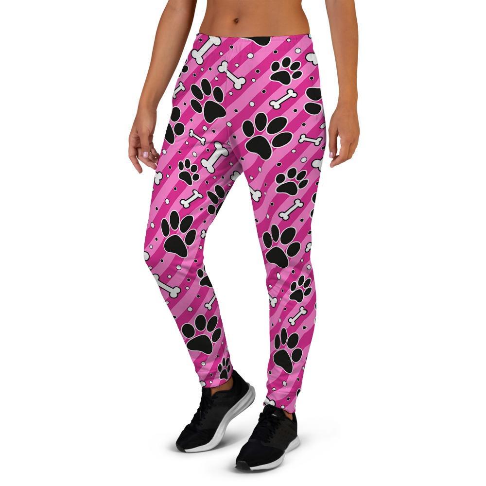 Striped Pink Paw Women's Joggers-grizzshop