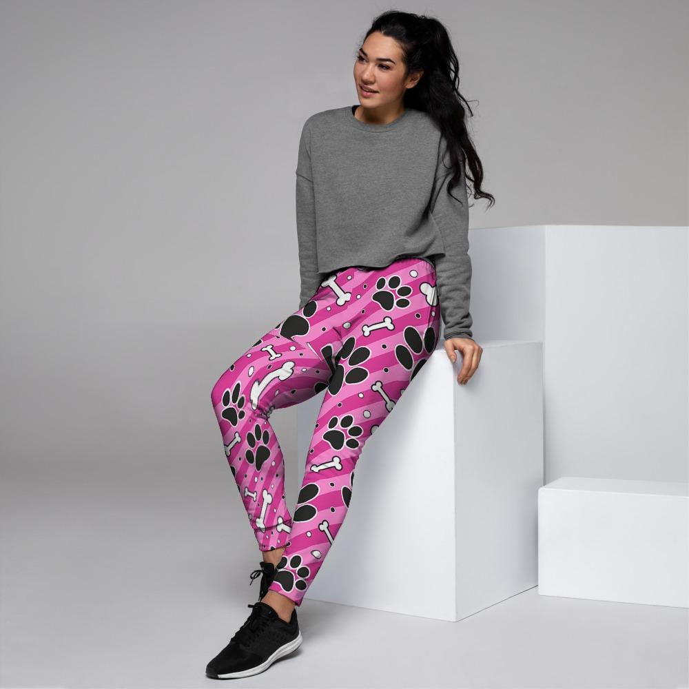 Striped Pink Paw Women's Joggers-grizzshop