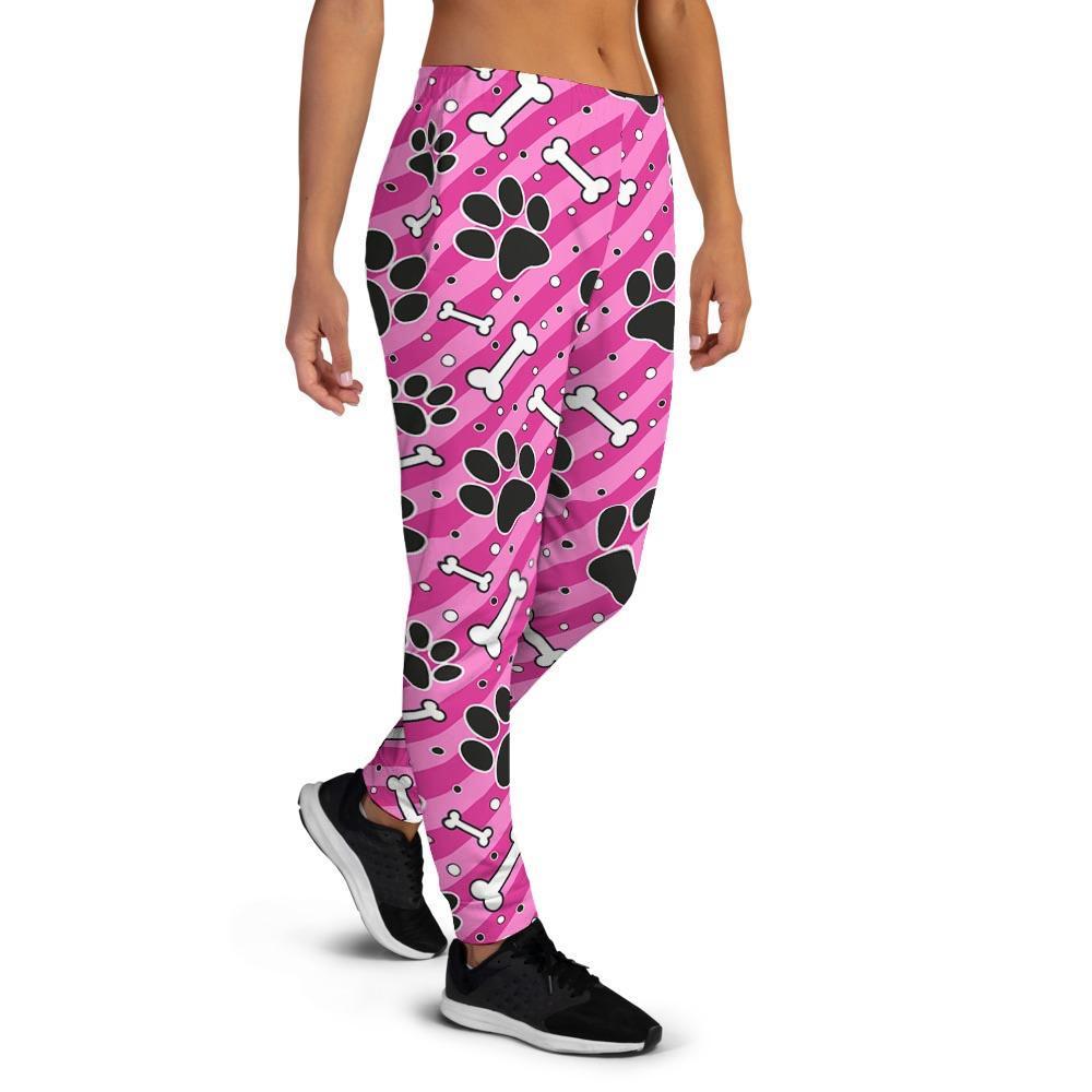 Striped Pink Paw Women's Joggers-grizzshop