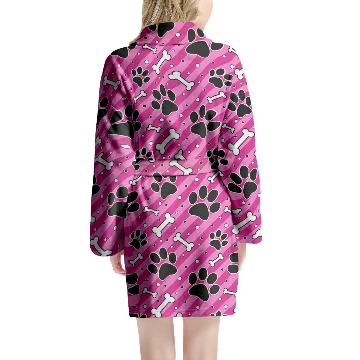 Striped Pink Paw Women's Robe-grizzshop