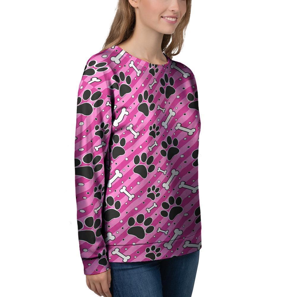 Striped Pink Paw Women's Sweatshirt-grizzshop