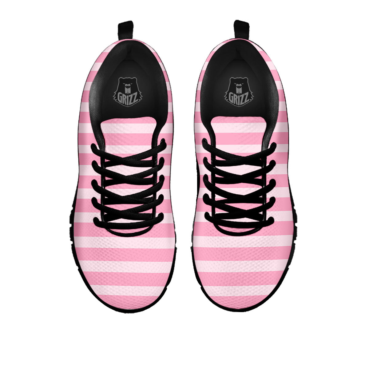 Striped Pink Print Pattern Black Sneaker-grizzshop