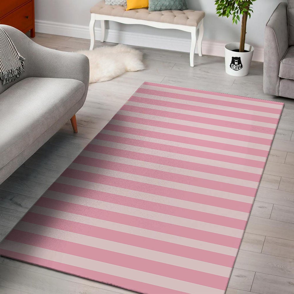 Striped Pink Print Pattern Floor Mat-grizzshop