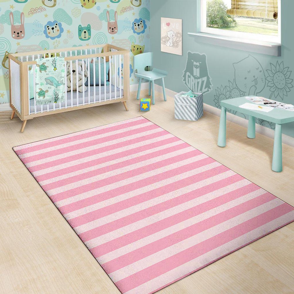 Striped Pink Print Pattern Floor Mat-grizzshop