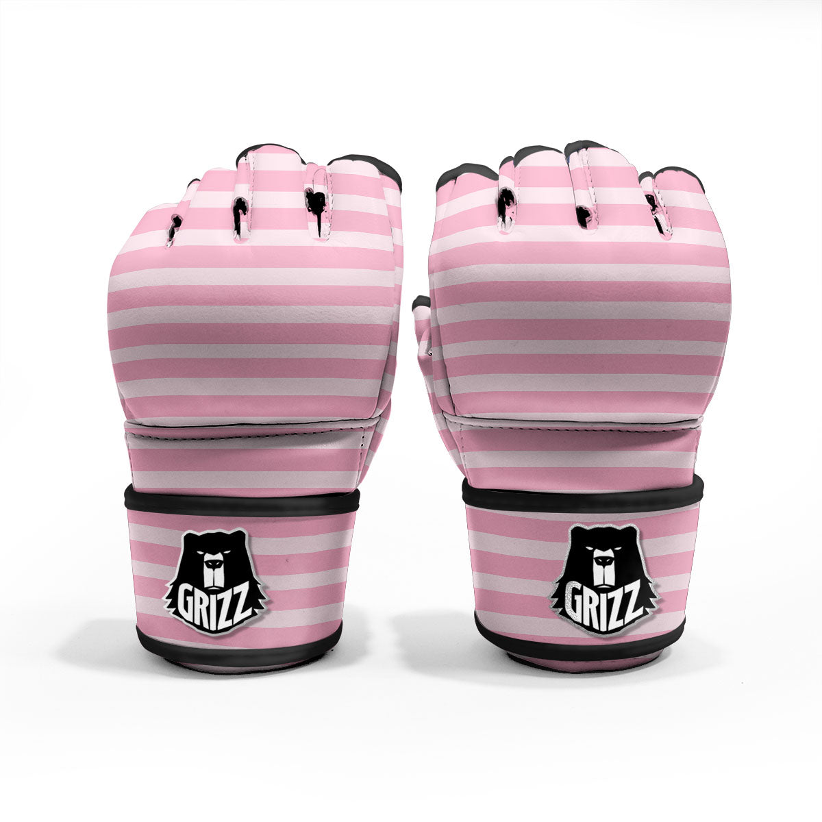 Striped Pink Print Pattern MMA Gloves-grizzshop