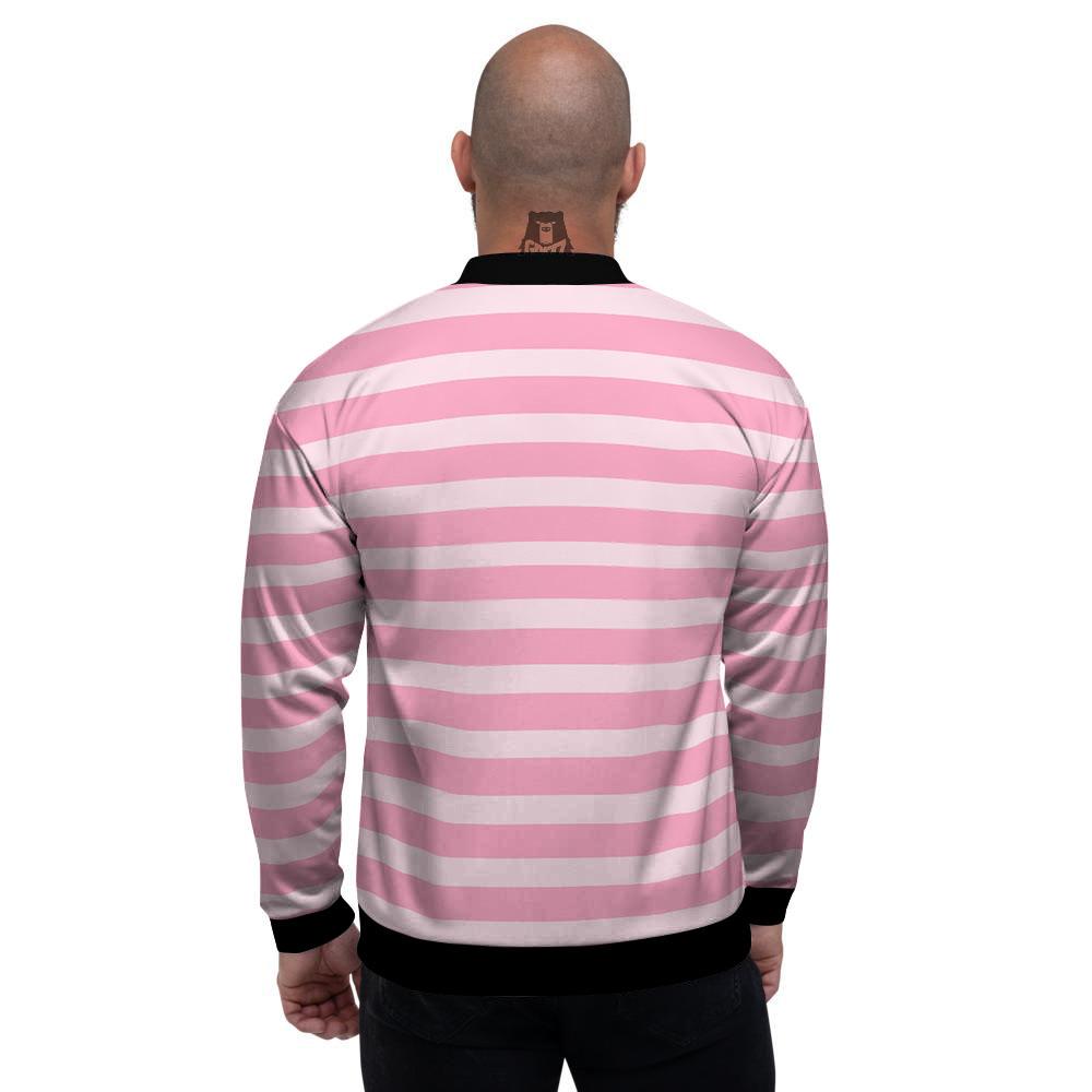 Striped Pink Print Pattern Men's Bomber Jacket-grizzshop