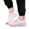 Striped Pink Print Pattern White Athletic Shoes-grizzshop