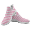 Striped Pink Print Pattern White Athletic Shoes-grizzshop