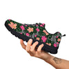 Striped Plumeria Flower Print Pattern Black Sneaker-grizzshop