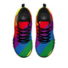 Striped Rainbow Diagonal Print Pattern Black Sneaker-grizzshop