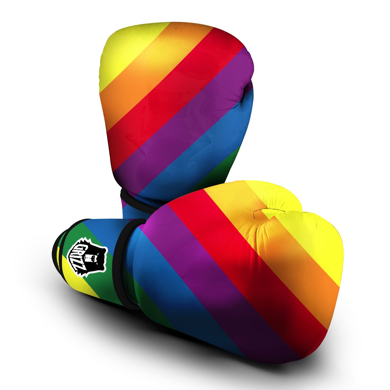 Striped Rainbow Diagonal Print Pattern Boxing Gloves-grizzshop